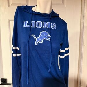 Blue Lions Hoodie with White Stripes
